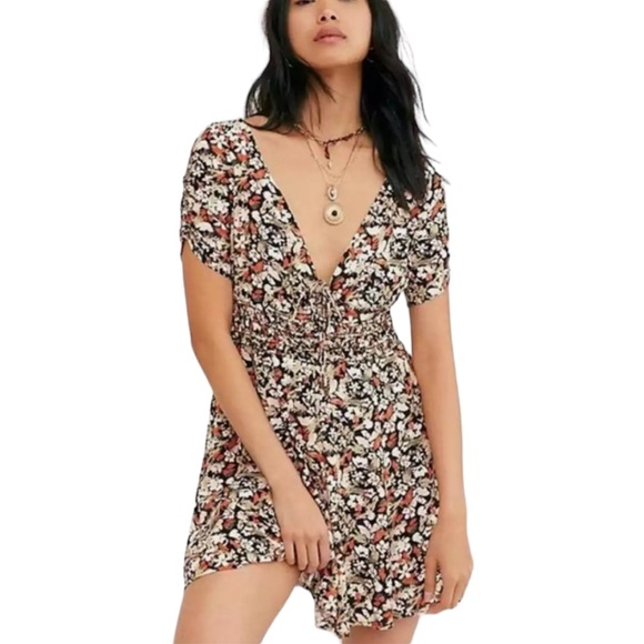 Free People Dresses & Skirts - Free People Forget Me Not Floral Smocked Mini Dress